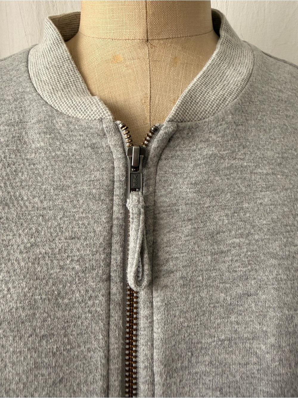 Eileen Fisher Light Gray Organic Cotton Crewneck Knit Bomber-style Jacket, sz L - Picture 3 of 9